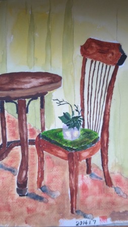 今井健一郎　椅子の上の植物　Ｆ４