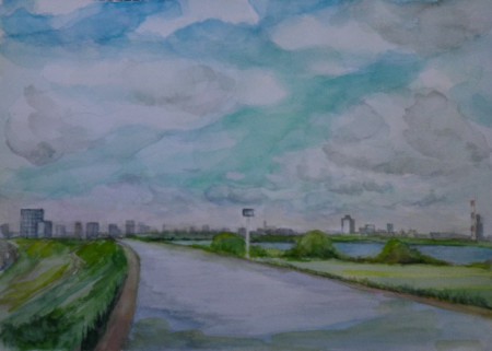 渡辺悦子　堤防で　Ｆ４